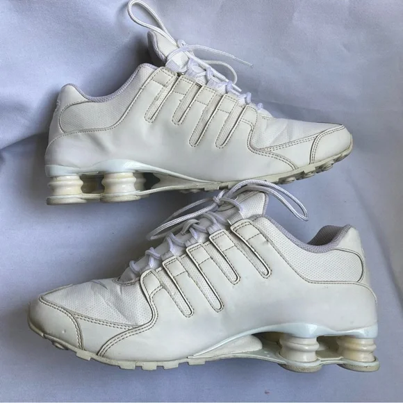 Nike Shox NZ Running Athletic White Leather Shoes 378341-128 - Picture 4 of 9